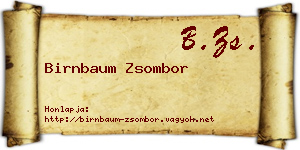 Birnbaum Zsombor névjegykártya